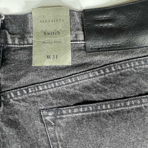 NWT AllSaints Switch Raw Hem Denim Shorts in Washed Black - Size 31 - Picture 12 of 13